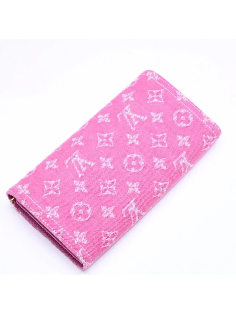 Louis Vuitton Monogram Jacquard Portefeuille Sarah Wallet Denim Fuchsia